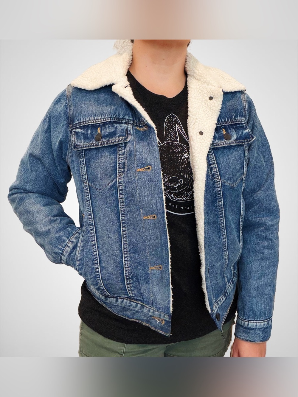 NWOT Able Denim Sherpa-Lined Jacket, Small